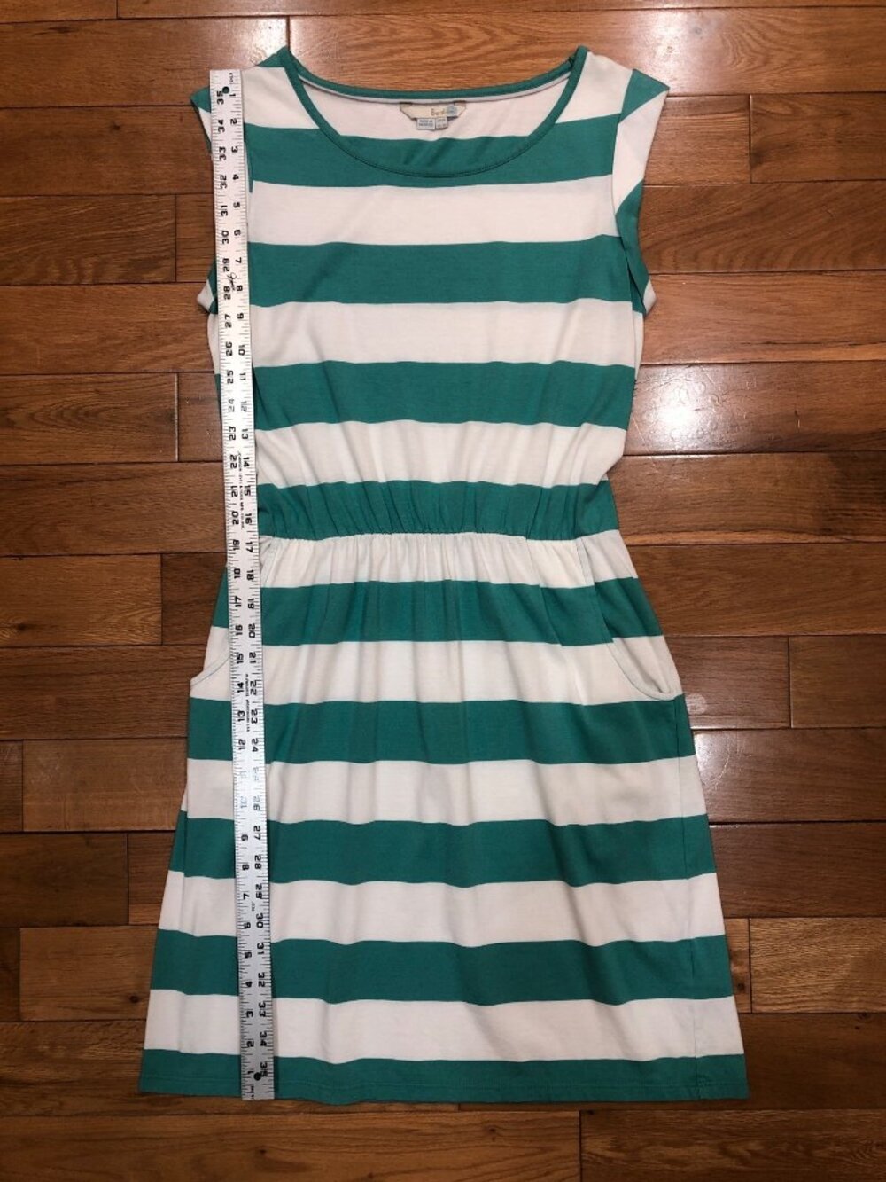 Boden Blackberry Dress Green & White Wide Stripe Lightweight Jersey Size 8R - Picture 8 of 10
